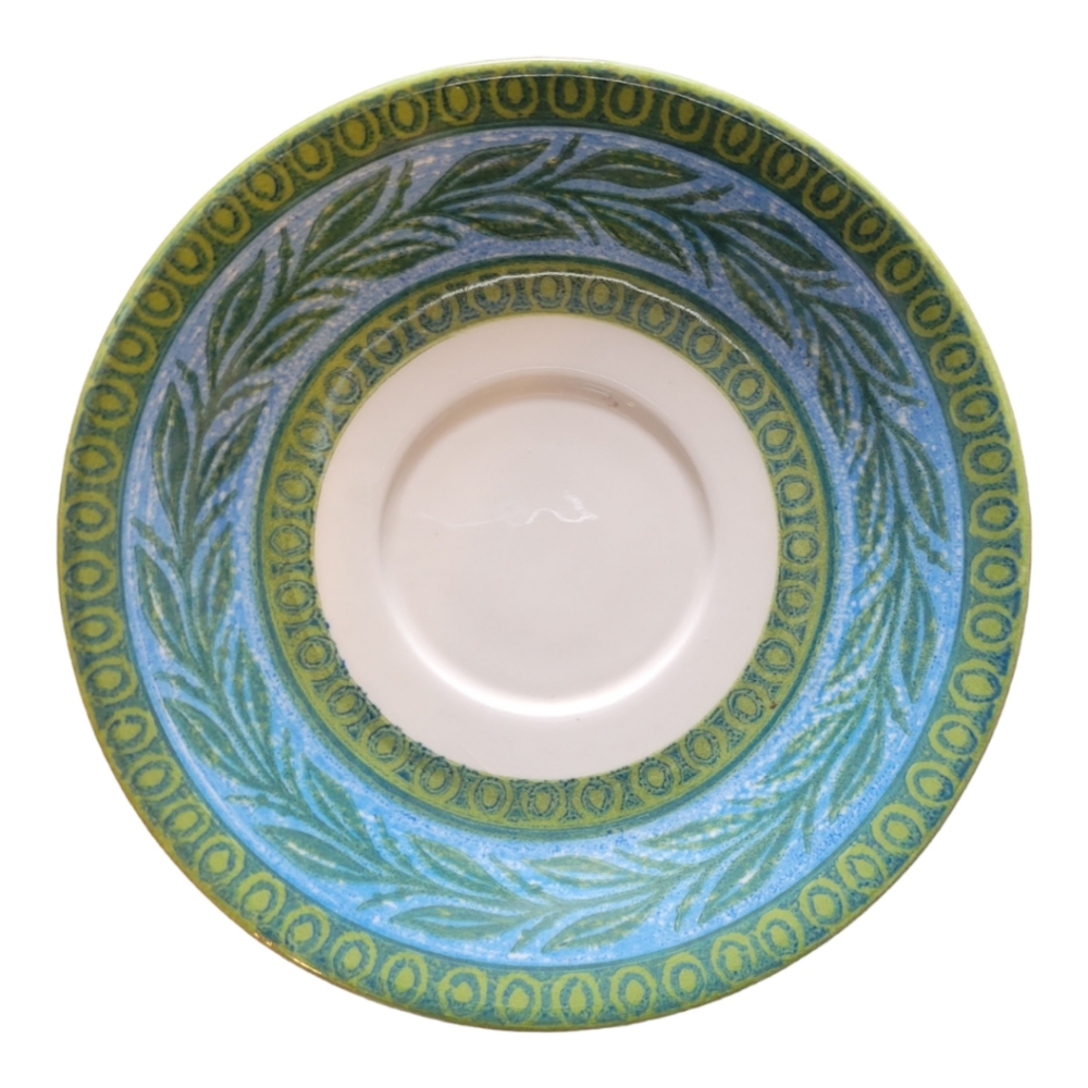 1 Vtg 1960s Royal Ironstone Carprice Pattern Saucer Blue Green Vine